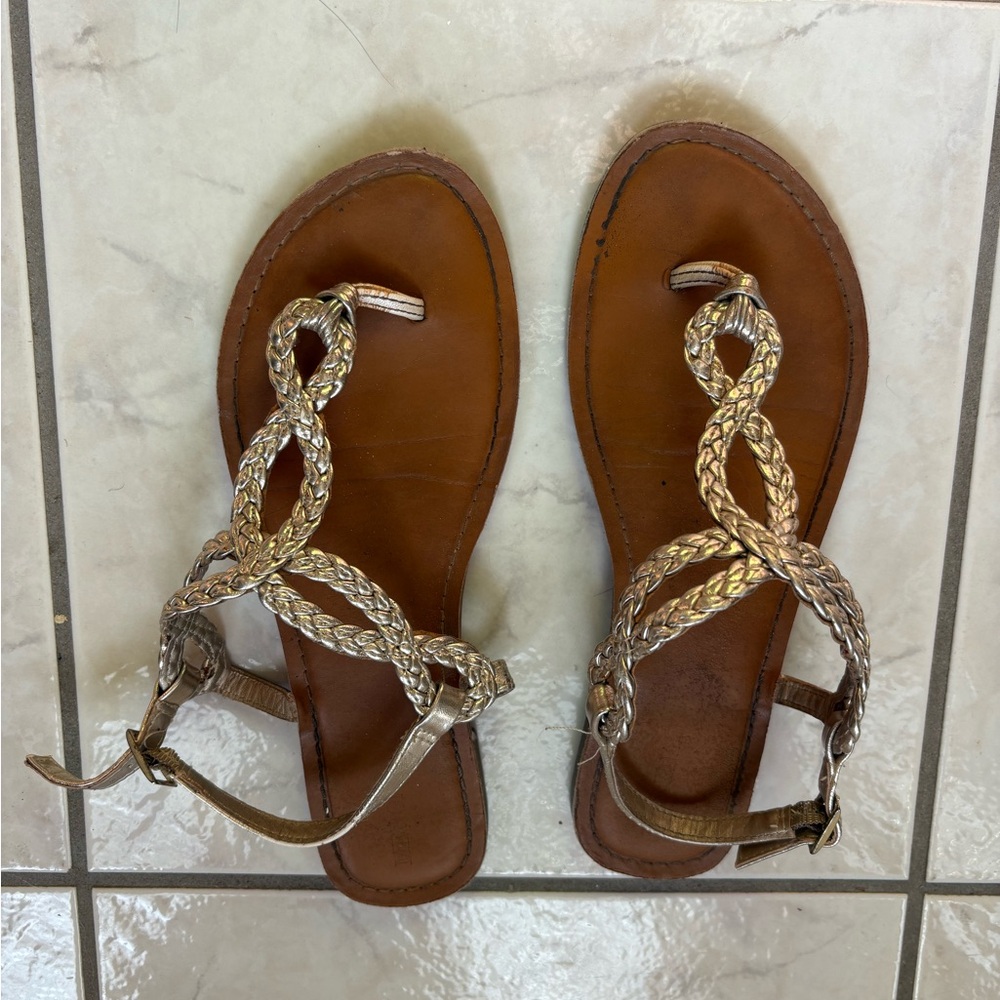 Braided Metallic Sandals